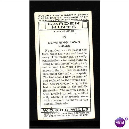 WILLS - 1938 GARDEN HINTS NO 19 Repairing Lawn Edge Mint