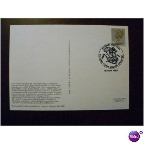 1983 Royal Mint Tower Hill National Postal Museum SS14 4-83 Postcard Coin Week