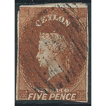Ceylon 1857 SG5 5d Chestnut Fine Used . . ..