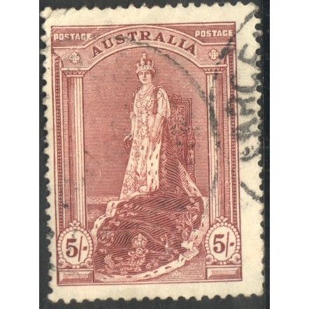 Australia 1937 - SG176a - 5/- purple - Queen Elizabeth - used