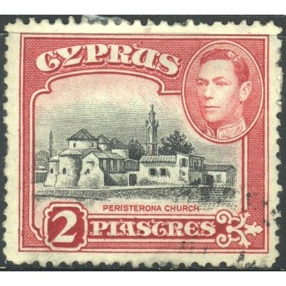 Cyprus 1938 - SG155b - 2pi black & red - Peristerona Church - used