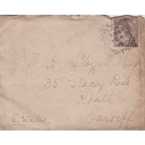 GB 1896 cover London NW to Cardiff with nice 1d Lilac stamp see others