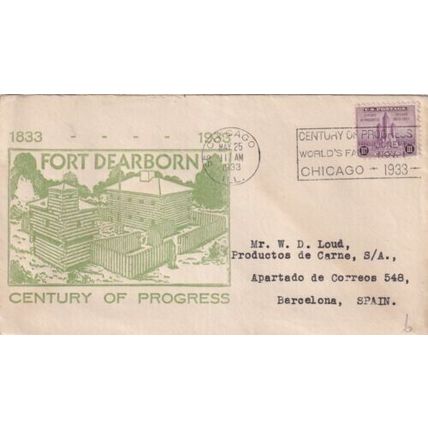 United States 1933 Chicago World Fair Fort Dearborn Century of Progress Cover