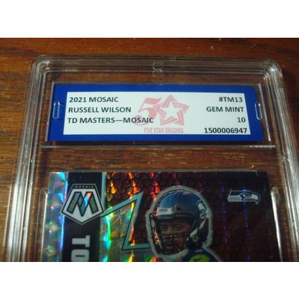2021 Panini Mosaic, Graded Gem Mint 10, RUSSELL WILSON, TD Masters, Seahawks