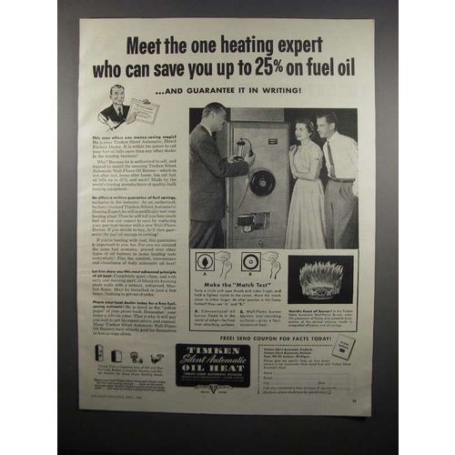 1954 Timken Silent Automatic Oil Heat Ad - One Expert