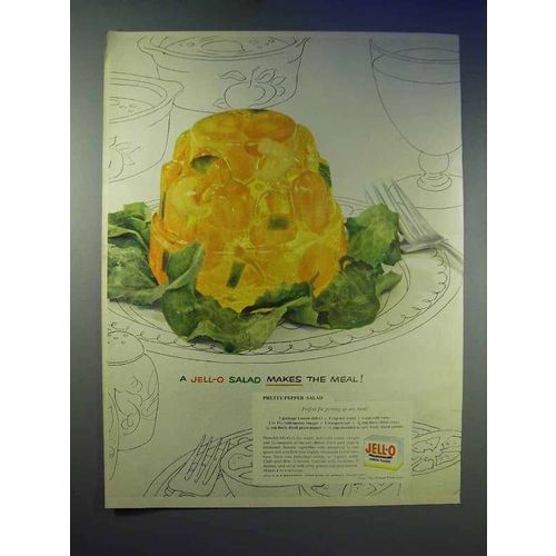 1955 Jell-O Lemon Flavor Ad - Pretty-Pepper Salad