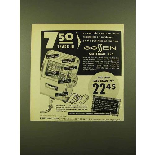 1956 Gossen Sixtomat X-3 Exposure Meter Ad