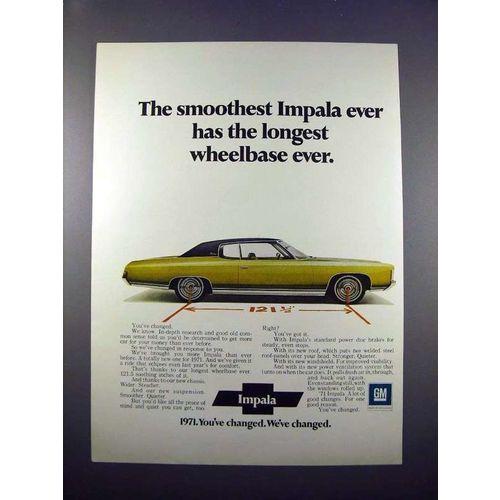1971 Chevrolet Impala Car Ad - Smoothest Ever
