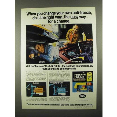 1974 Prestone Flush 'N Fill Kit Ad - The Right Way