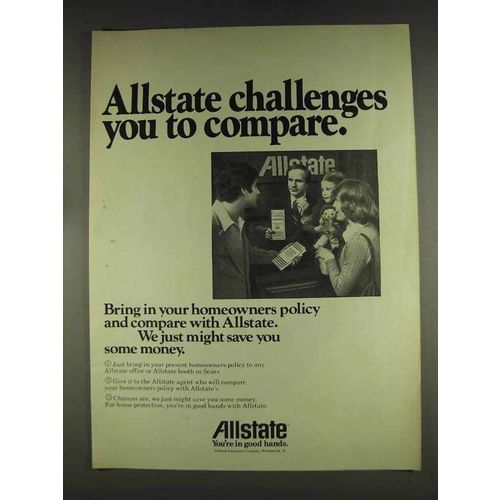 1978 Allstate Insurance Ad - Challenges You to Compare
