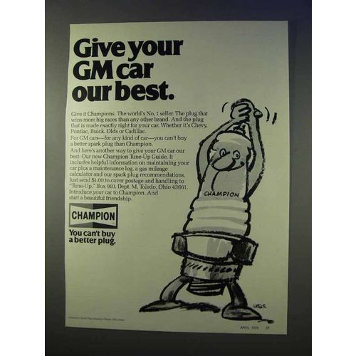 1978 Champion Spark Plugs Ad - Give GM Car Our Best