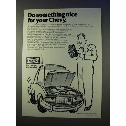 1978 Champion Spark Plugs Ad - Nice For Your Chevy