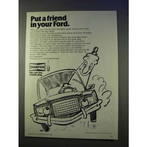 1978 Champion Spark Plugs Ad - Friend in Your Ford