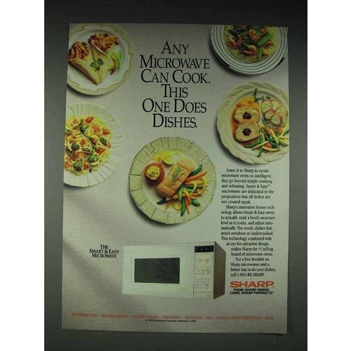 1993 Sharp Smart & Easy Microwave Ad - Does Dishes