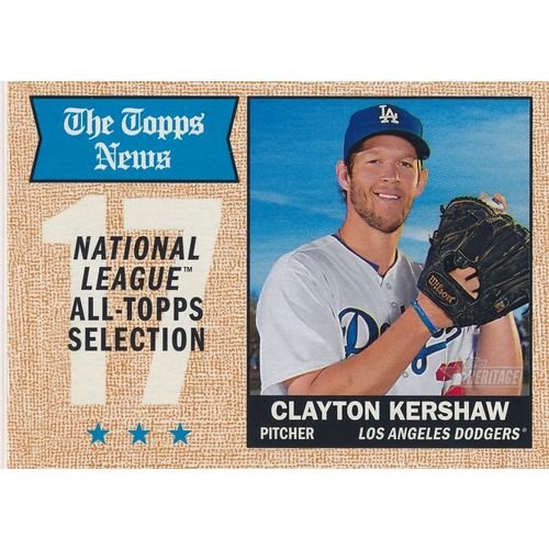 2017 Topps Heritage Baseball 374 Clayton Kershaw Los Angeles Dodgers AS