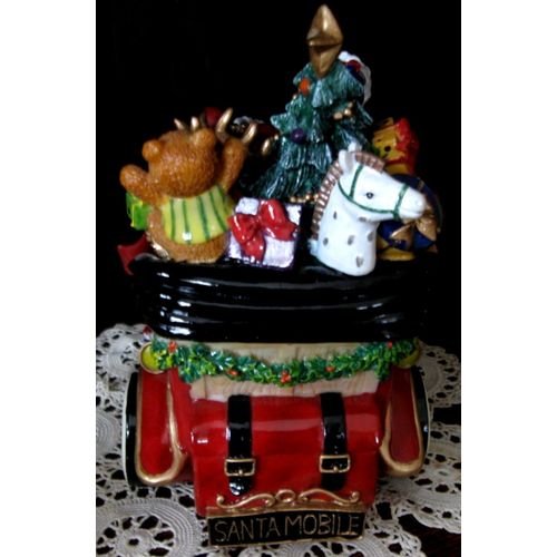 NIB Fitz & Floyd Santa Mobile Christmas Music Box, We Wish You A Merry......