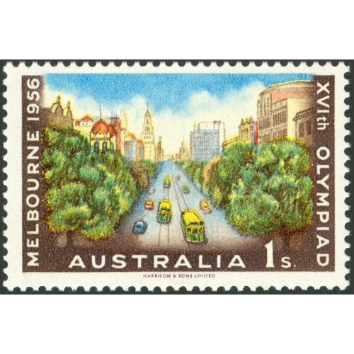 Australia QEII 1956 Melbourne Olympic Games 1s Collins Street Mint SG 292 stamp