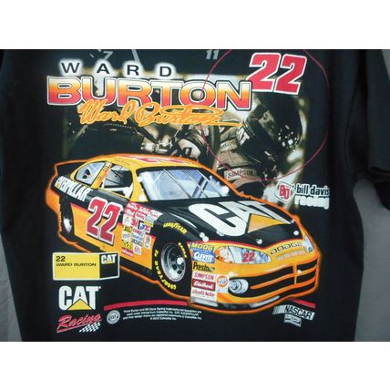 Ward Burton 22 Race Caterpillar Dodge 2 sided T Shirt Checkered Flag Sports
