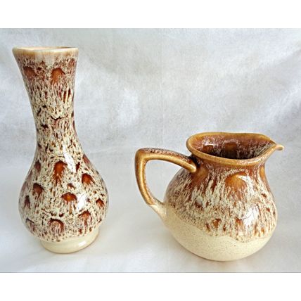 Fosters pottery honeycomb stem vase and half pint milk / cream jug