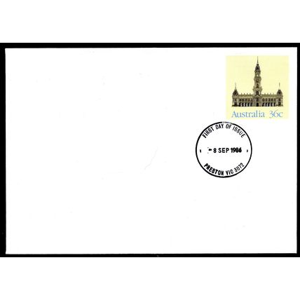 AUSTRALIA 1986 FDC Collingwood Town Hall, Melbourne (PSE), Preston PMK