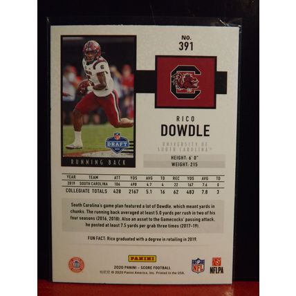 2020 RICO DOWDLE (South Carolina/ Dallas Cowboys) Panini Score RC #391