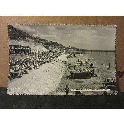 PROMENADE & SANDS, BOSCOMBE, DORSET used postcard RP by Dearden & Wade 1958 pm =