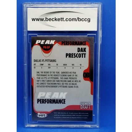 2017 SAGE HIT Premier Draft Peak Performance #PKDP Dak Prescott BCCG Graded 9