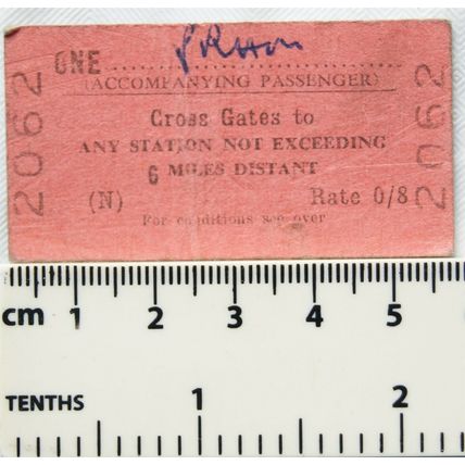 1963 British Transport Commission ticket pram accompanying passenger Cross Gates