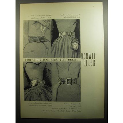 1951 Bonwit Teller Belts Ad - For Christmas, King Size Belts