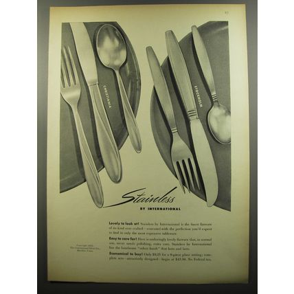 1953 International Christiania and Stokholm Stainless Flatware Advertisement