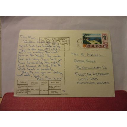 multiview, JERSEY used postcard 1974 postmark =