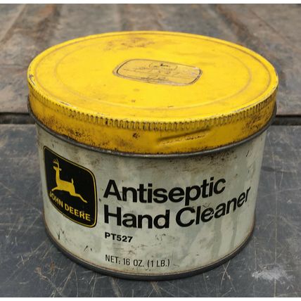 John Deere Antiseptic Hand Cleaner 1 lb Metal Can gas oil vintage tin sign rare