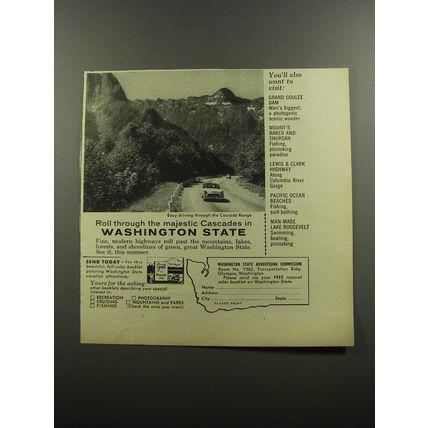 1956 Washington State Tourism Ad - Easy driving through the Cascade Range