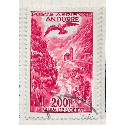 ANDORRA ANDORRE FRENCH POST OFFICES 200Fr SGF164 F164 SG VALIRA RIVER EAGLE OVER