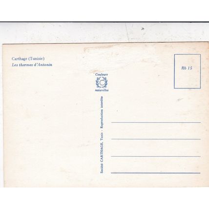 Carthage Tunis Les Thermes d'Antonin Tunisia Postcard unused creased