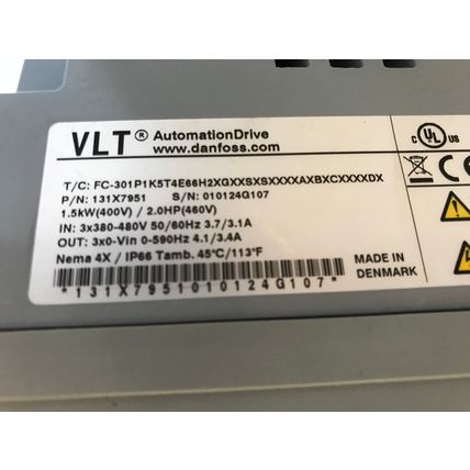new DANFOSS 131X7951 VLT AQUA DRIVE 2.0hp 4.1A,DANFOSS VLT,FC-301P1K5T4E66H,TH