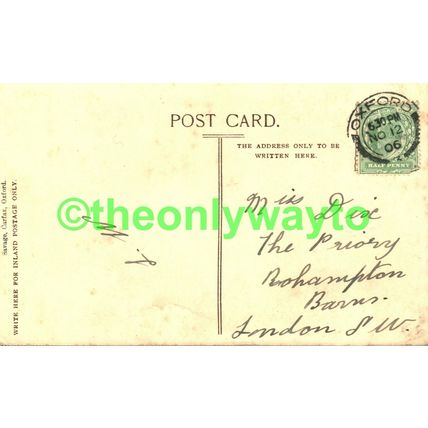 Exeter College, Oxford, Oxon, Rare Savage Postcard 1906