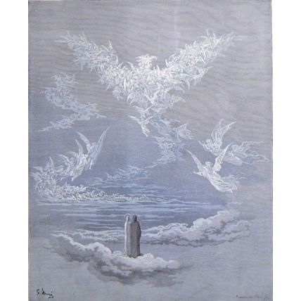 VISION OF THE SIXTH HEAVEN 1885 Gustave Doré ANTIQUE ENGRAVING