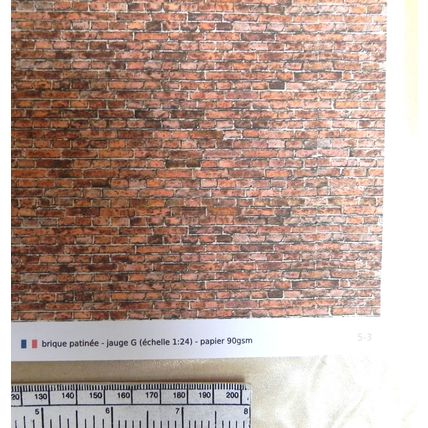 Papier brique - patiné - calibre G échelle 1:24 - feuille A4 (297x210mm