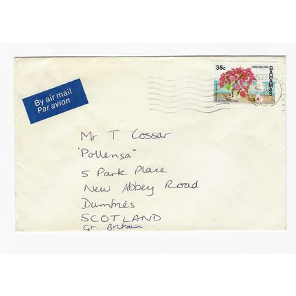 BAHAMAS 1986 CHRISTMAS 35c FLOWERS & SHIP COMMERCIAL COVER AIR MAIL TO UK