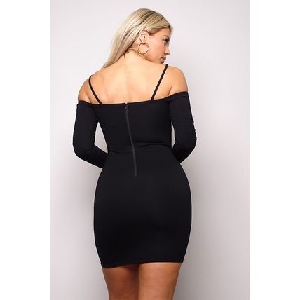 Women's Long Sleeve Cuff Front Strap Mini Dress