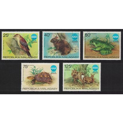 Malagasy Rep. Woodpecker Bird Toad Tortoise Deer 5v 1975 CTO SG#320-324