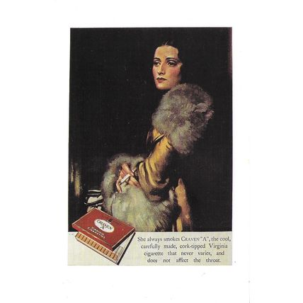Postcard 1930 Advert Craven "A" Cork Tip Cigarette Tobacco - Nostalgia