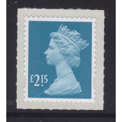 U2956 £2.15 Greenish blue M14L SELF-ADHESIVE ~ GB Machin