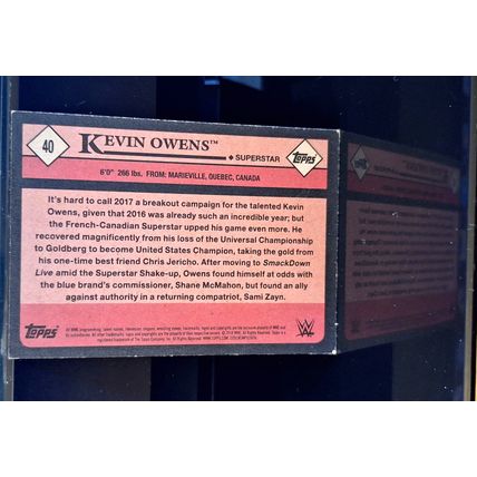 KEVIN OWENS 2018 TOPPS WWE HERITAGE WRESTLING CARD# 40