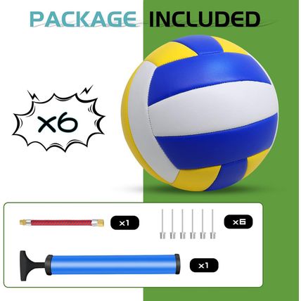 6 Pack Official Size 5 Volleyball Balls of Composite Leather Inflatable with Pum