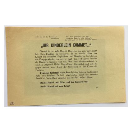 Original WW2 Soviet/Russian Air Drop Propaganda Leaflet. - Code 578. - 1941.