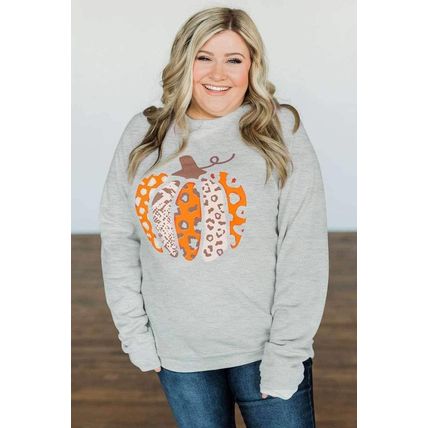 Halloween Pumpkin Leopard Print Plus Size Sweatshirt