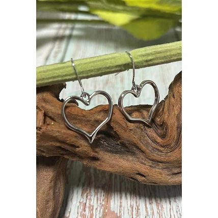 Silvery Heart Shape Hook Drop Earrings