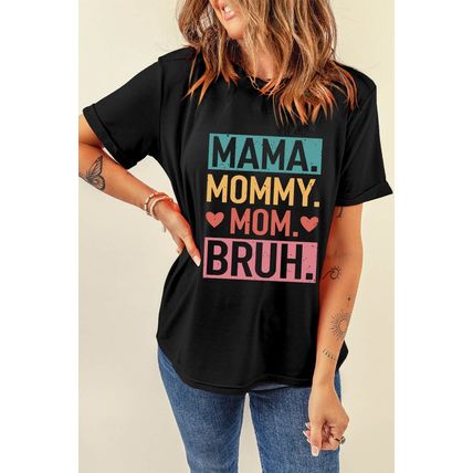 Black MAMA MOMMY MOM BRUH Graphic Tee